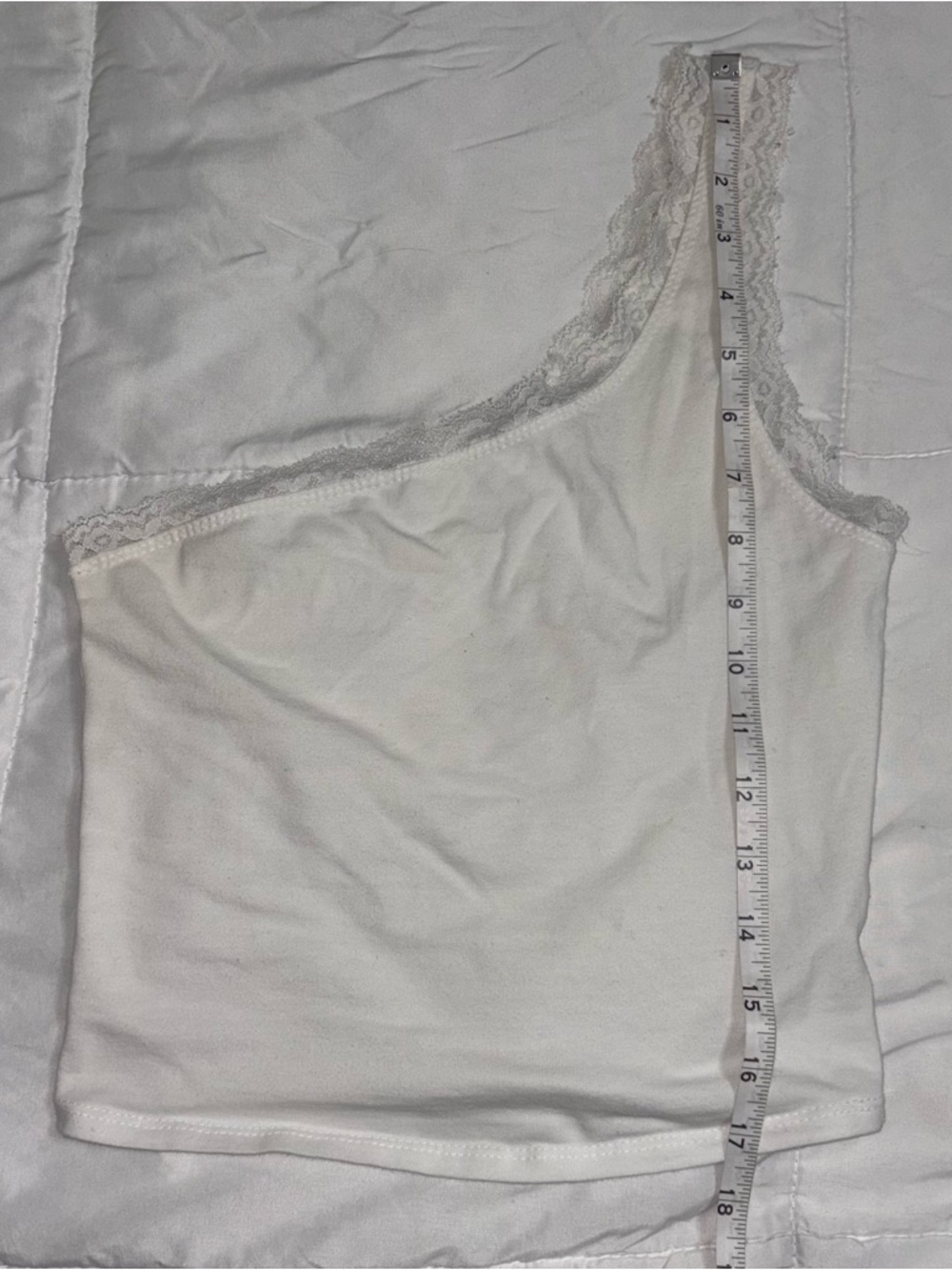 gaze White One-Shoulder Lace-Trim Tank - Picture 5 of 5